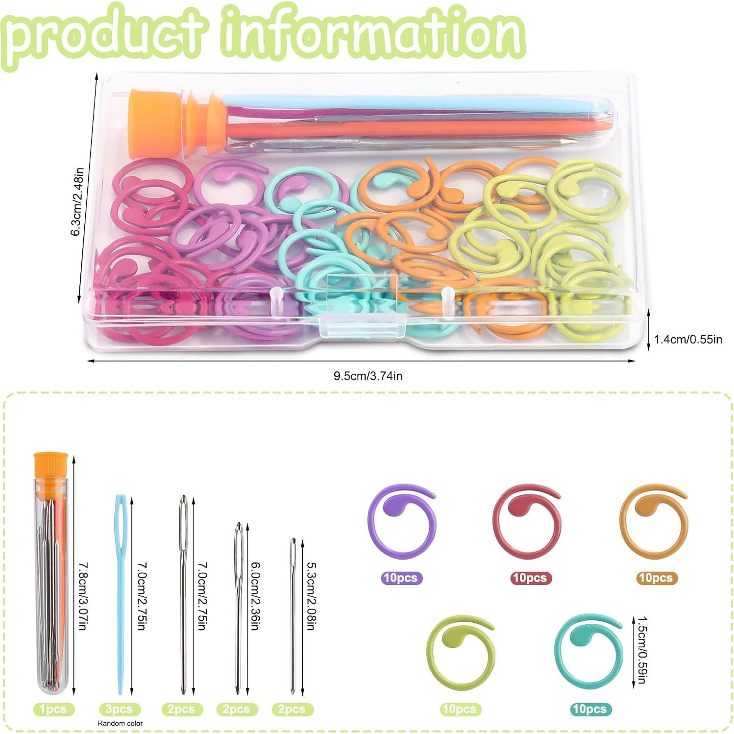 Kit de Costura LOKUNN 61 Pcs: Marcadores y Agujas de Ganchillo