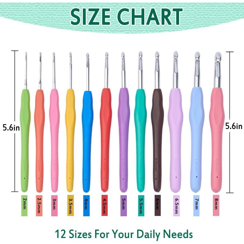 Conjunto de Ganchillos YAWIKO Ergonómicos 12 Tamaños 2-8mm