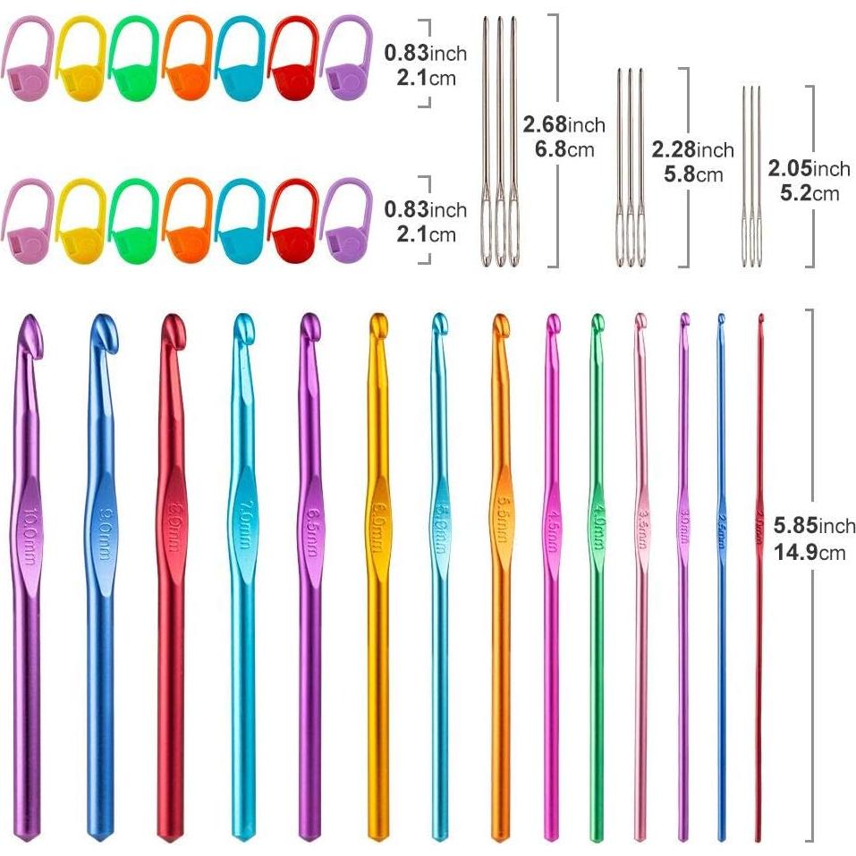 Juego de Ganchillos Vodiye 37 Piezas Aluminio Ergonómico