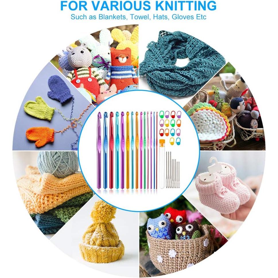 Juego de Ganchillos Vodiye 37 Piezas Aluminio Ergonómico