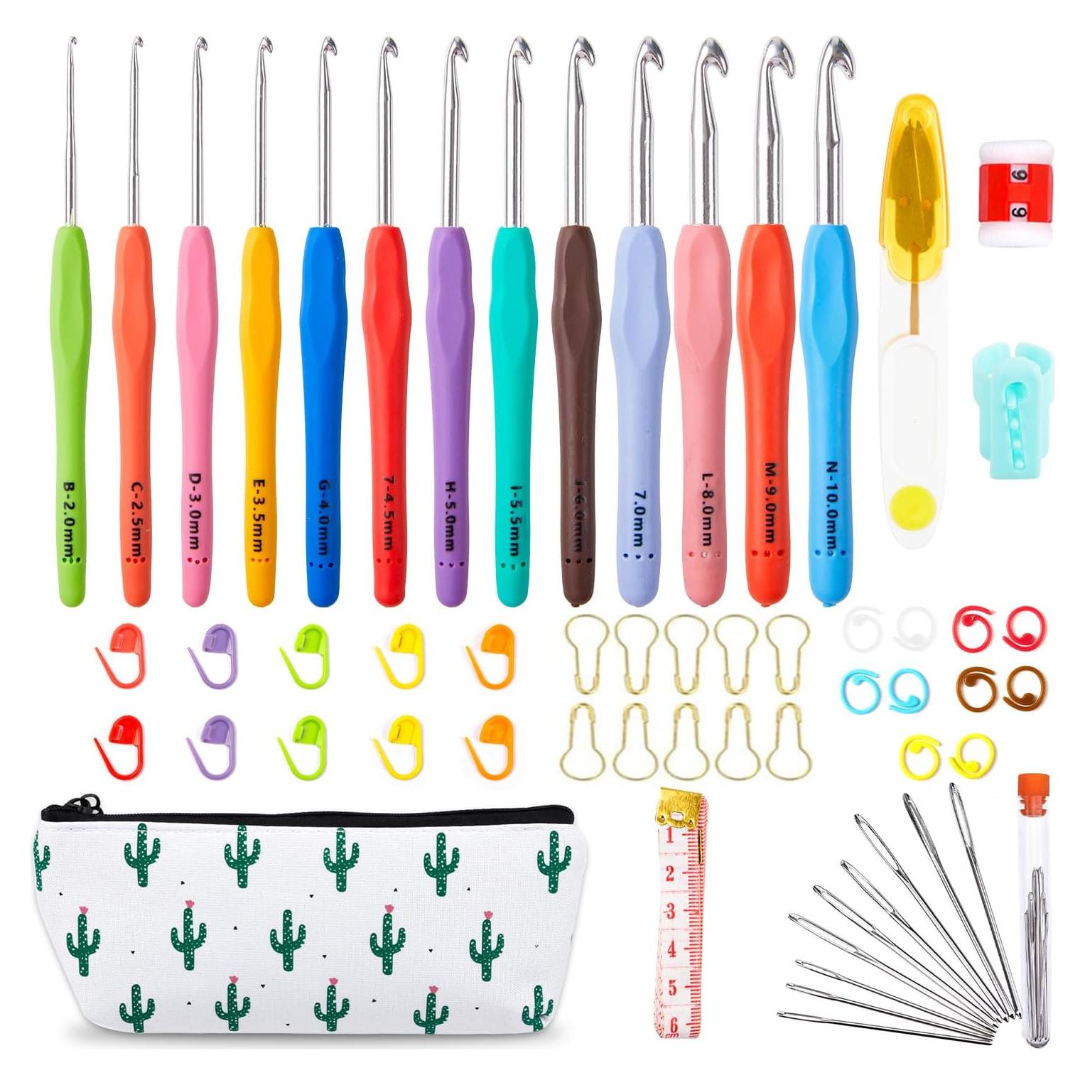 Kit de Ganchillos Ergonomicos Inscraft 67 Pcs con Estuche