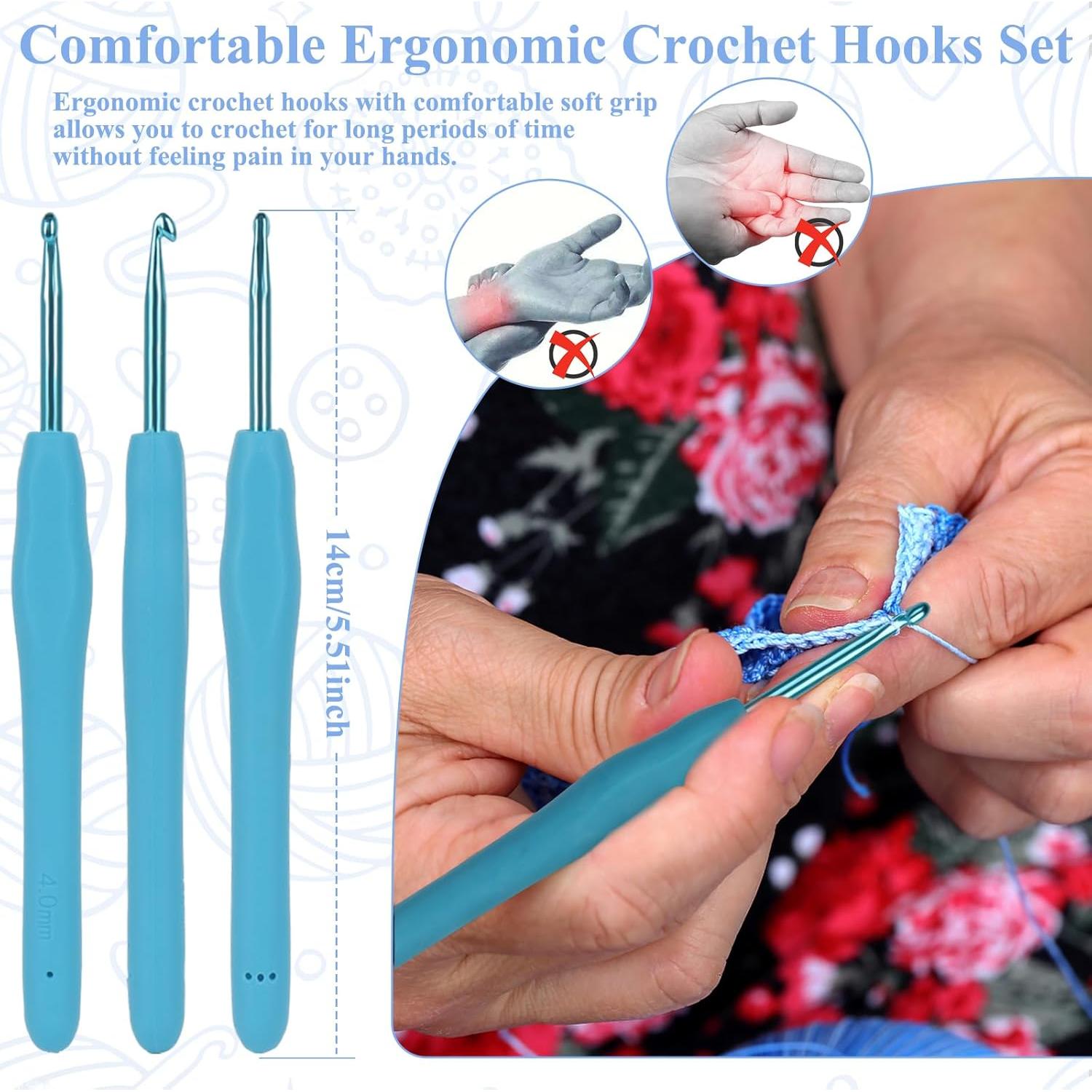 Set de Ganchillos Ergonómicos Coopay 19PCS 2-6mm para Tejer