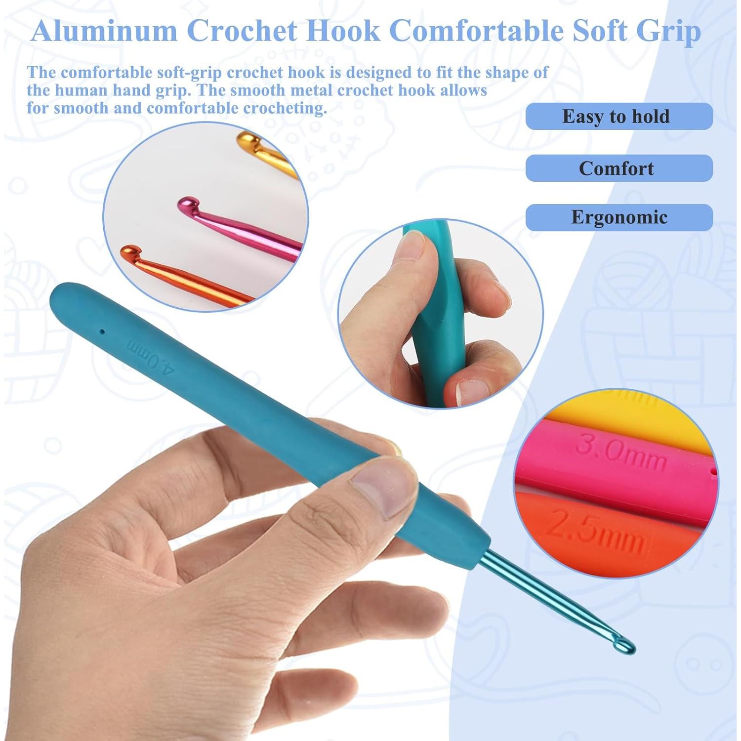 Set de Ganchillos Ergonómicos Coopay 19PCS 2-6mm para Tejer