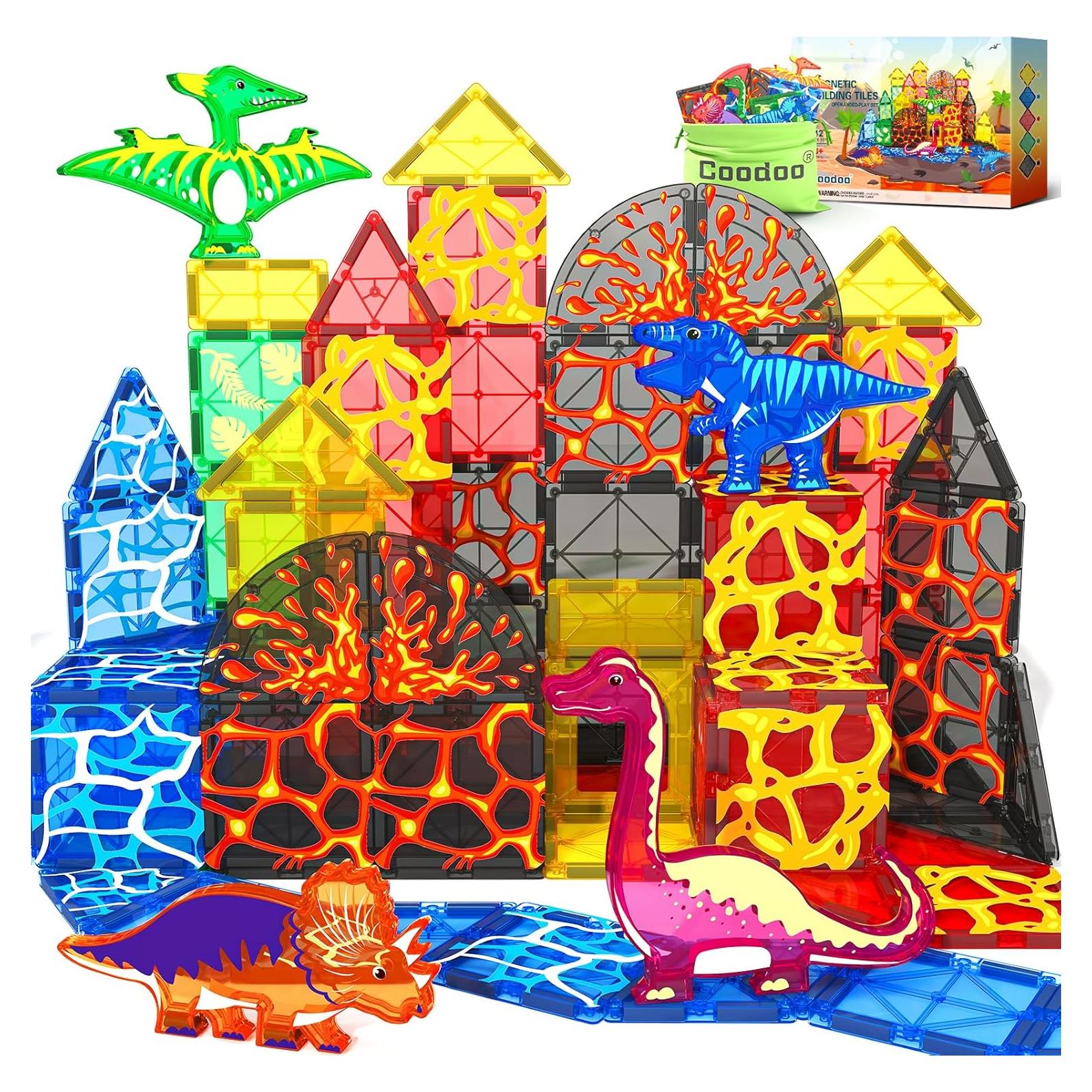 Juego de Azulejos Magnéticos Coodoo Dinosaurios de Lava 1.18kg