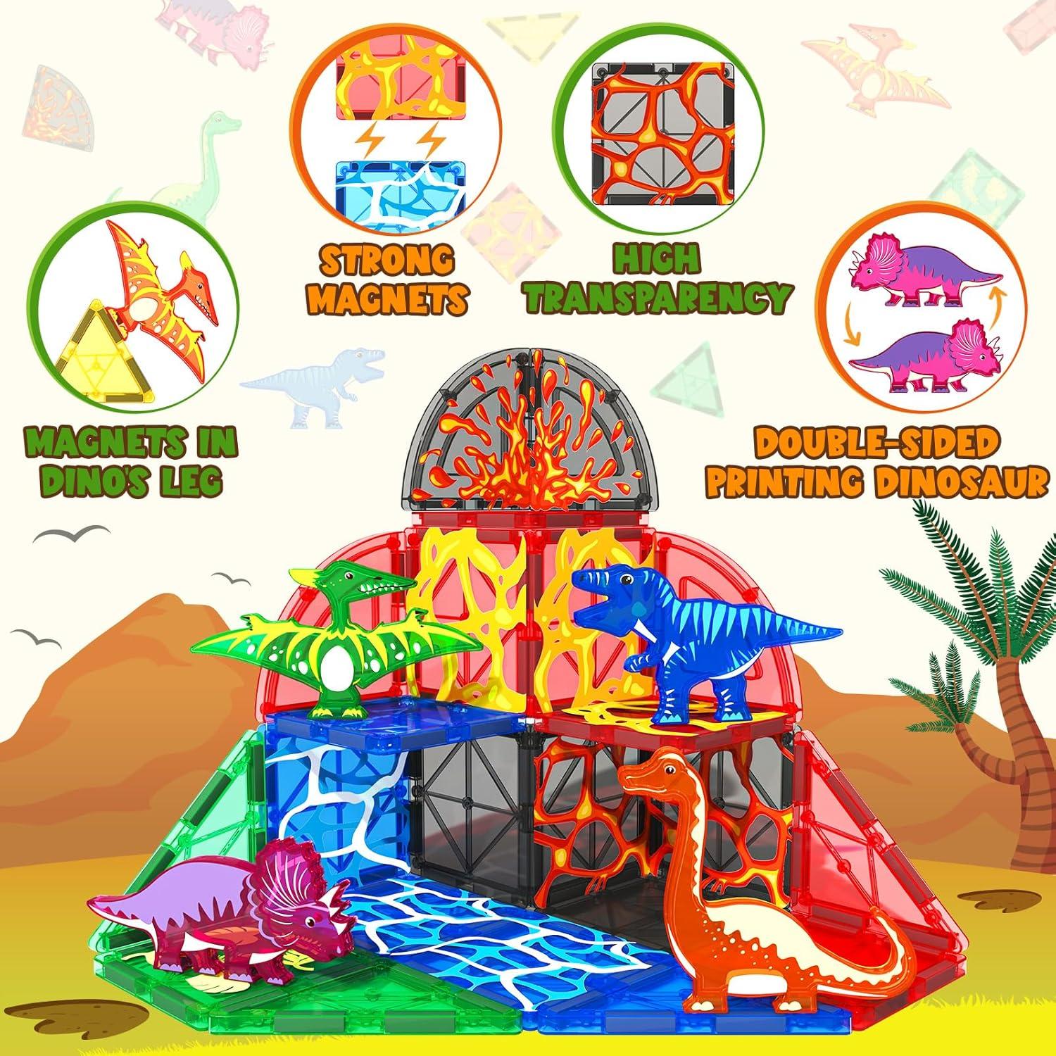 Juego de Azulejos Magnéticos Coodoo Dinosaurios de Lava 1.18kg