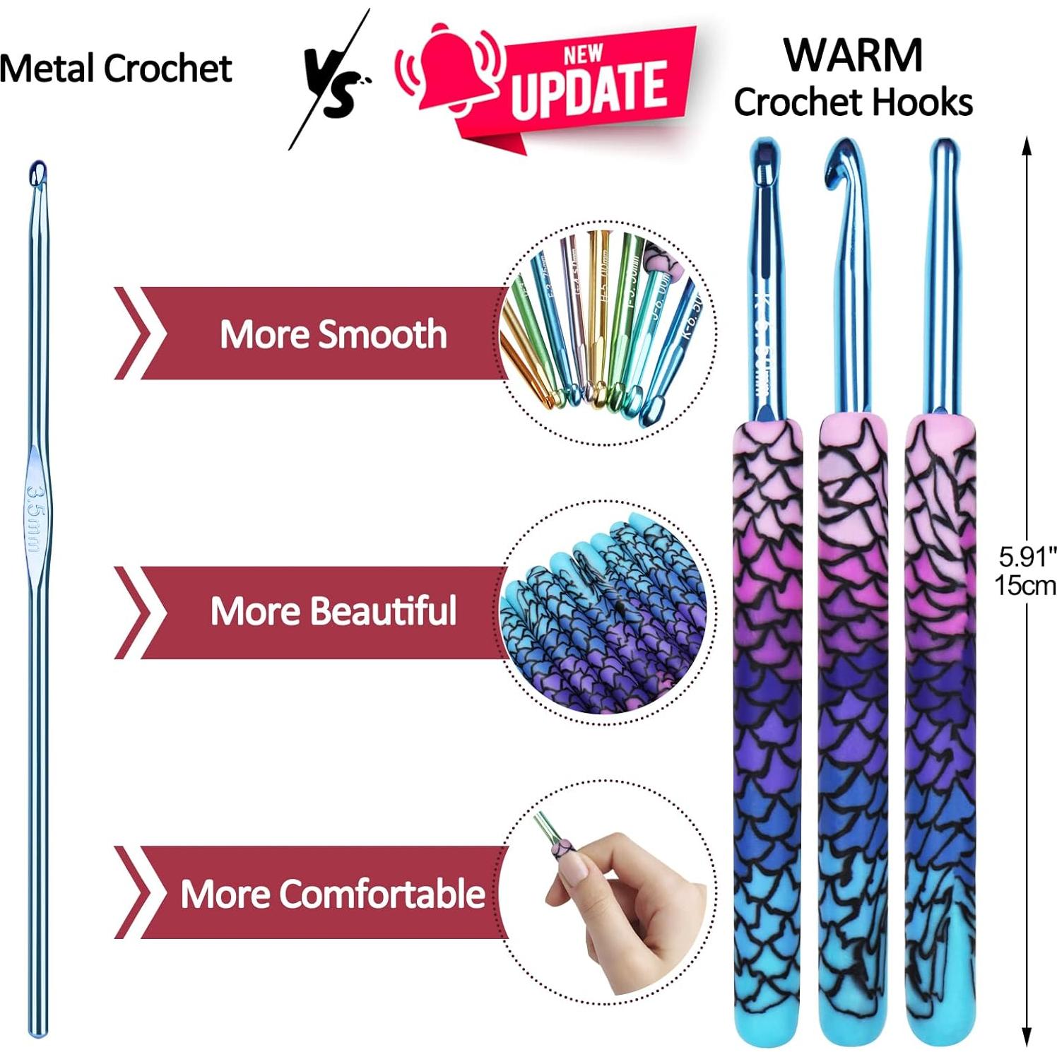 Set de Ganchos de Crochet Coopay, 9 Tamaños 2.25-6.5mm