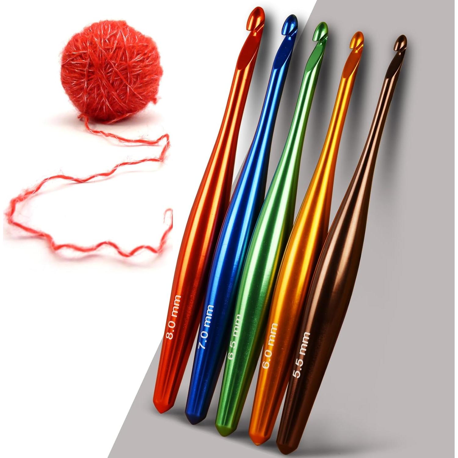 Ganchos de Crochet Ergonómicos Svartur 9 Piezas Aluminio 3.5-8mm