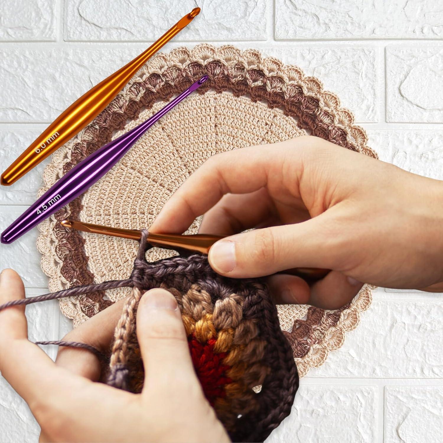 Ganchos de Crochet Ergonómicos Svartur 9 Piezas Aluminio 3.5-8mm