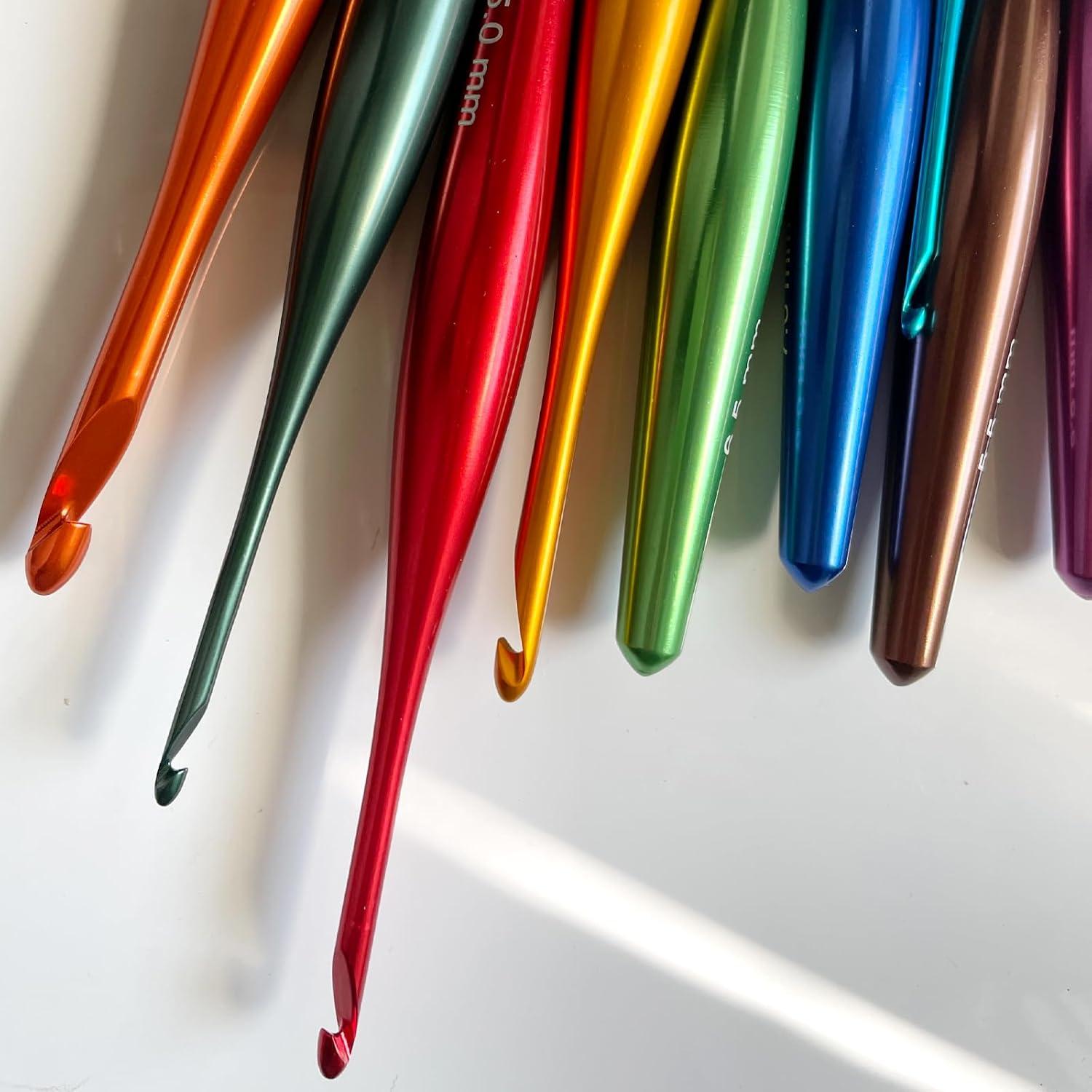 Ganchos de Crochet Ergonómicos Svartur 9 Piezas Aluminio 3.5-8mm