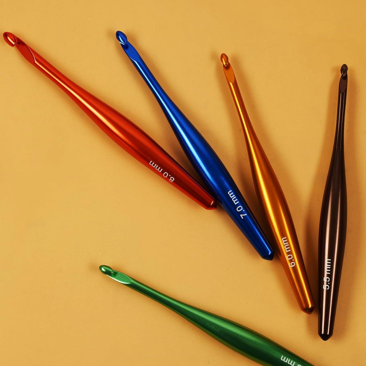 Ganchos de Crochet Ergonómicos Svartur 9 Piezas Aluminio 3.5-8mm