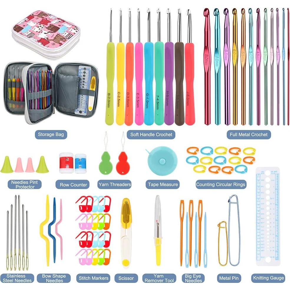 Kit de Ganchillos Katech 85 Piezas Ergonómico con Estuche