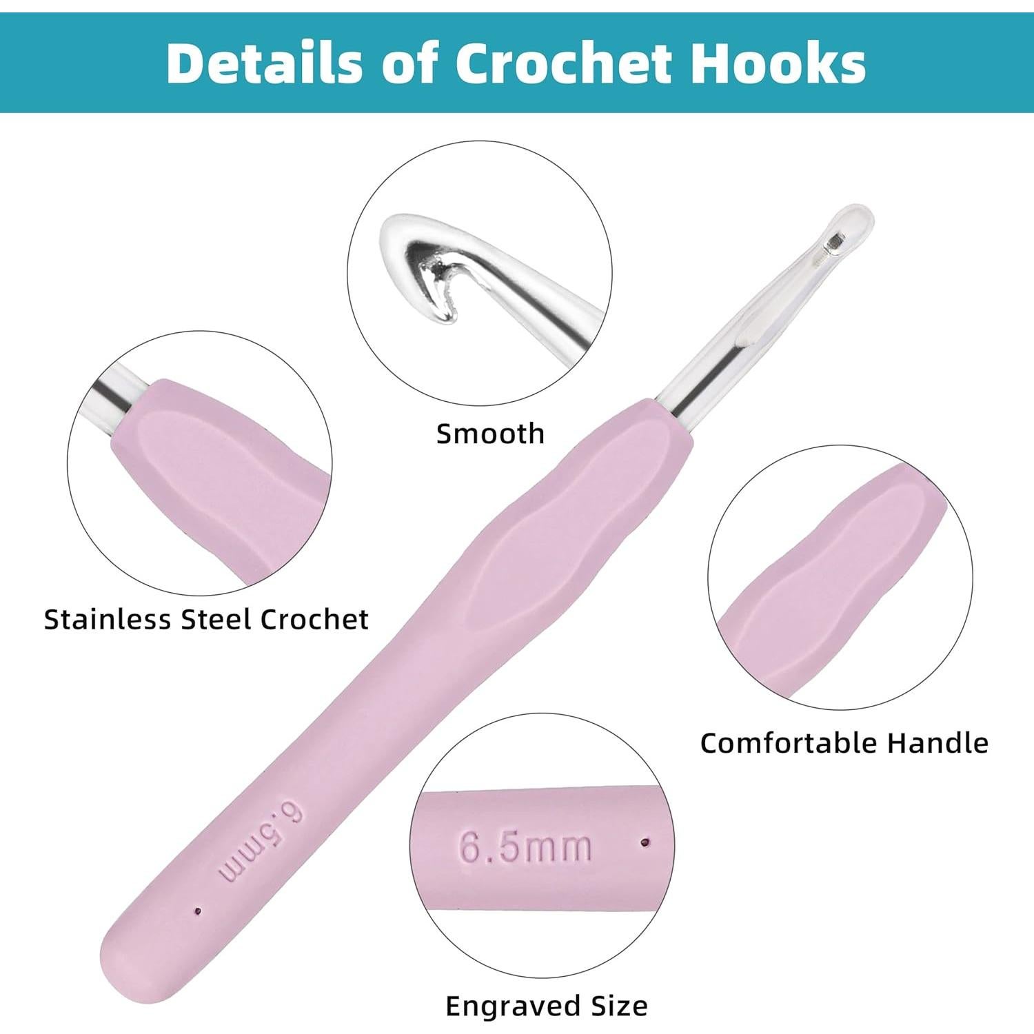 Juego de Ganchillos Ergonómicos Xgunion 12 PCS 2mm-8mm