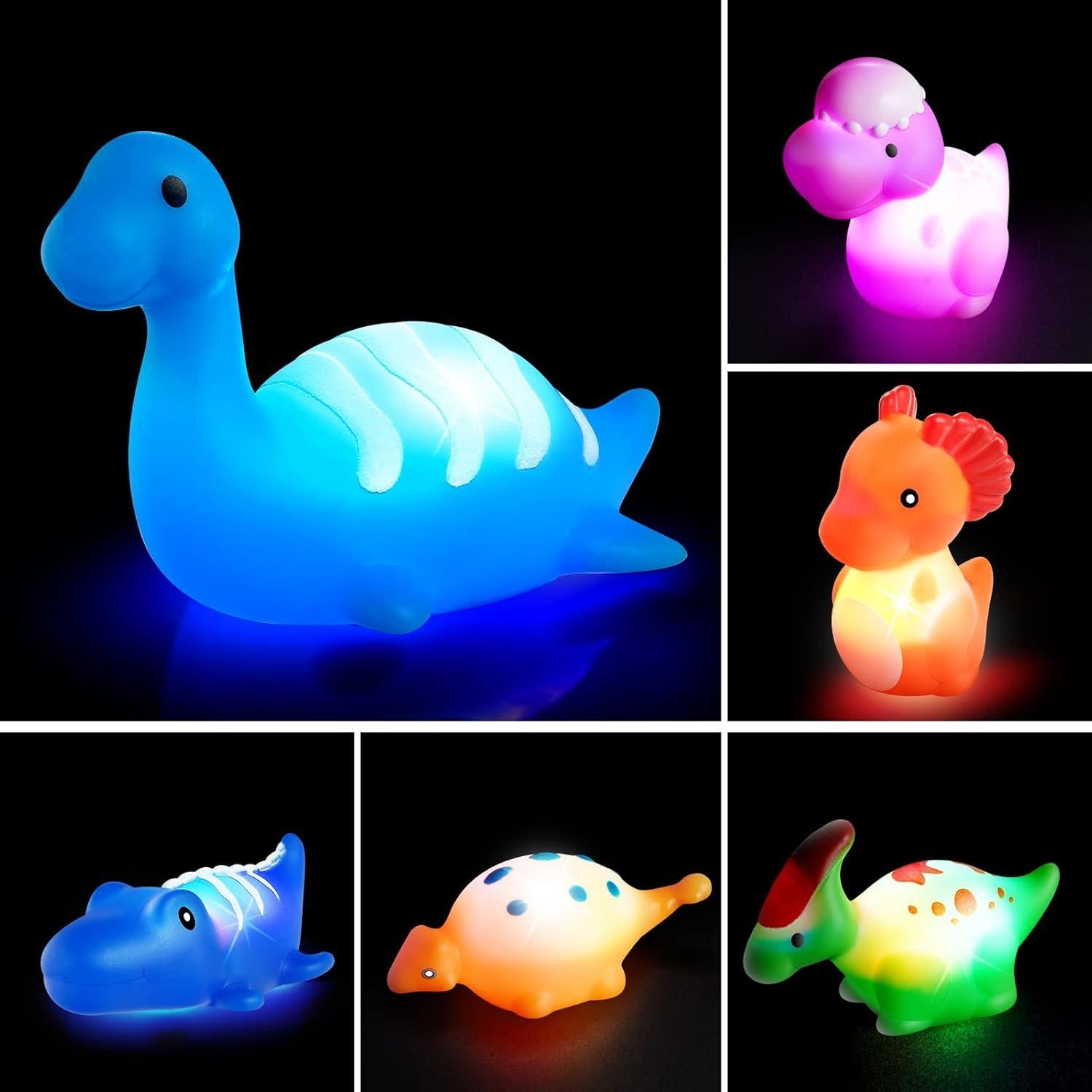 Juguetes de Baño VIBOYLAR Dinosaurios Iluminados 6 Piezas
