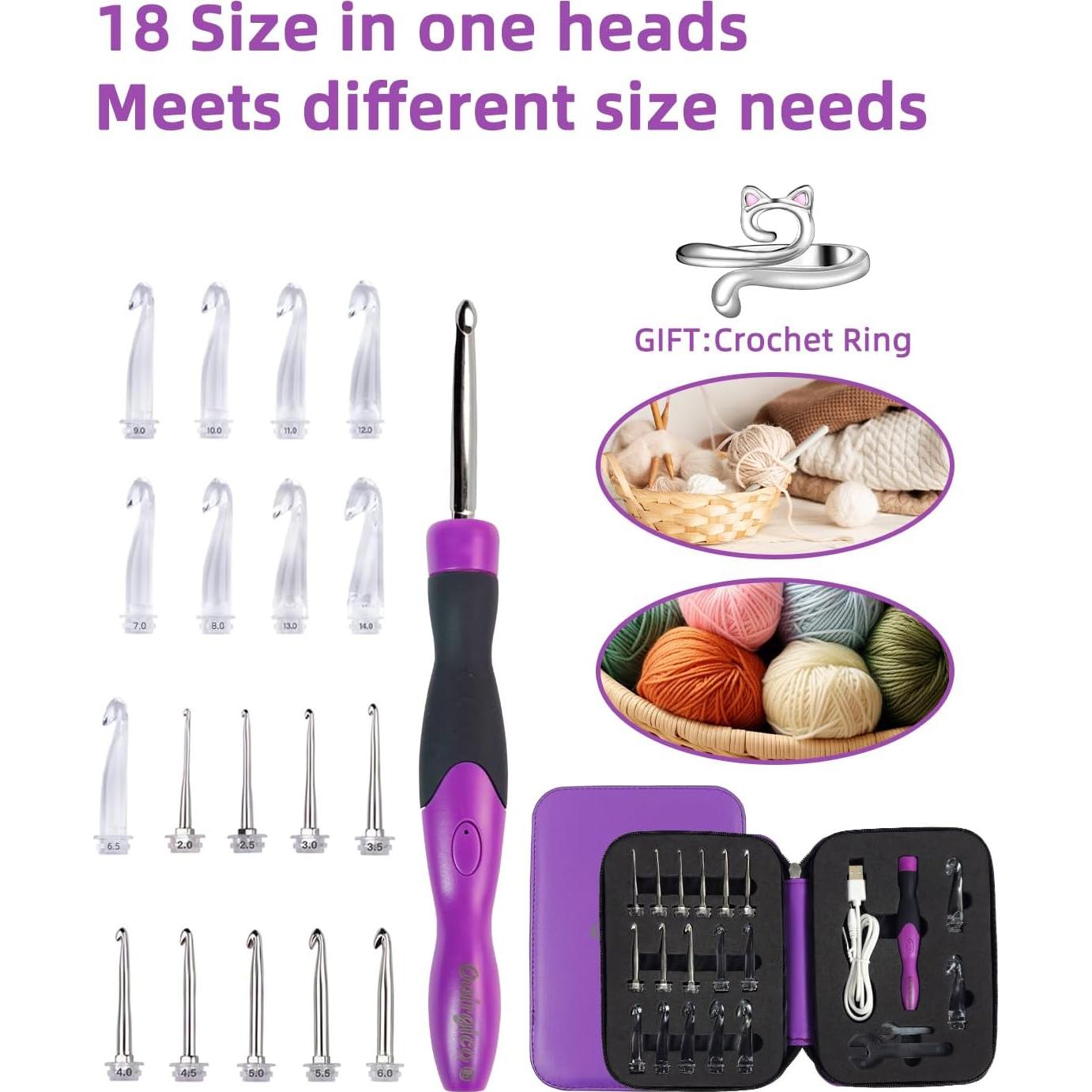 Juego de Ganchillos Iluminados Bybykoi 18 Tamaños 2.0-14.0mm