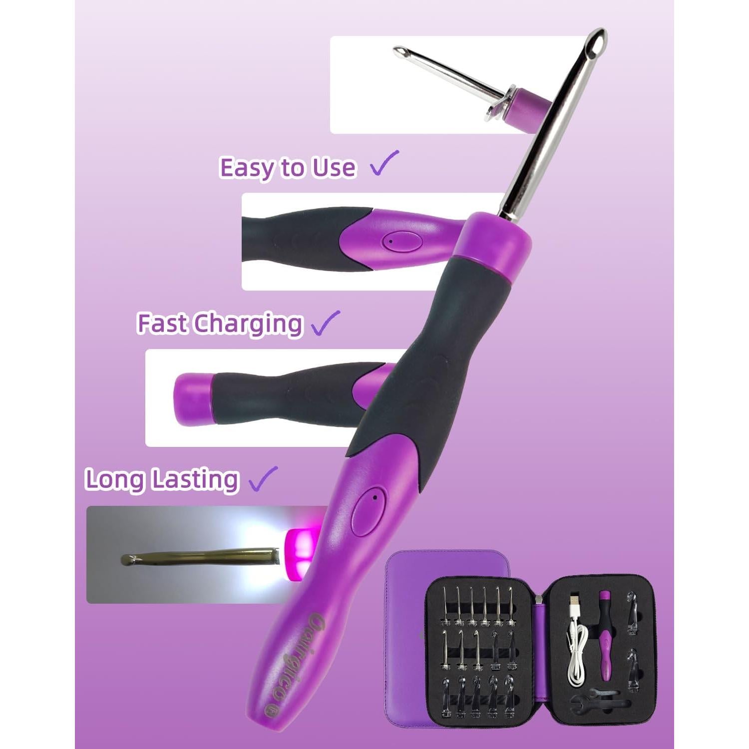 Juego de Ganchillos Iluminados Bybykoi 18 Tamaños 2.0-14.0mm