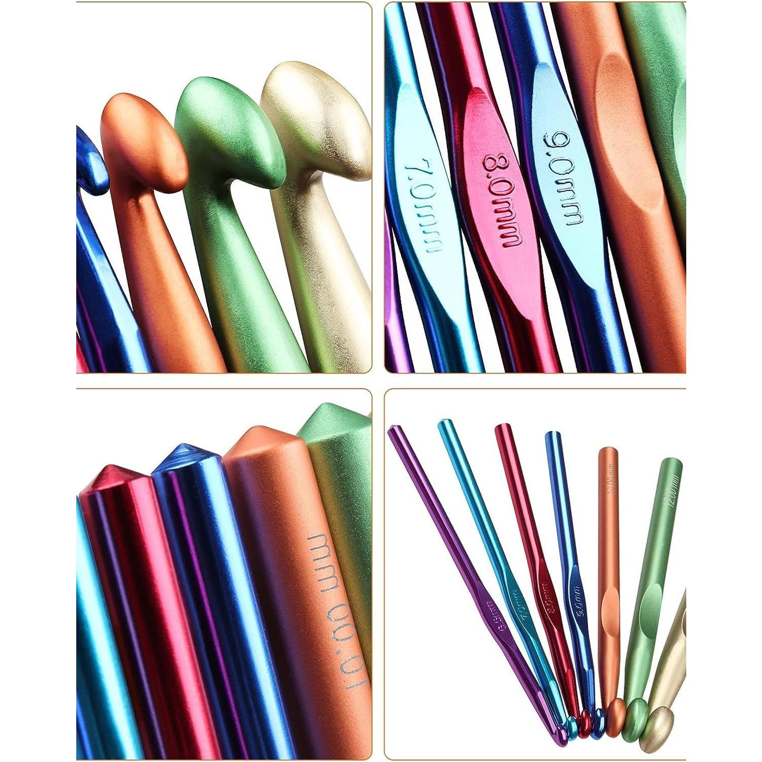 Juego de Ganchillos de Aluminio Aeelike - 7 Piezas 6.5mm a 15mm