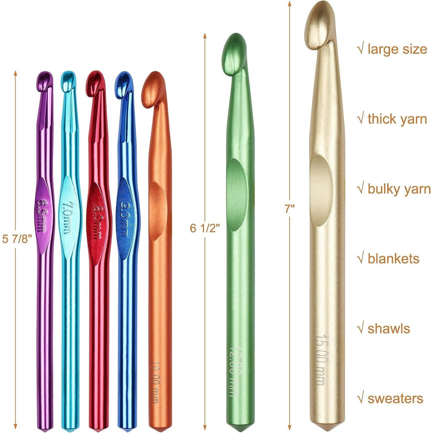 Juego de Ganchillos de Aluminio Aeelike - 7 Piezas 6.5mm a 15mm