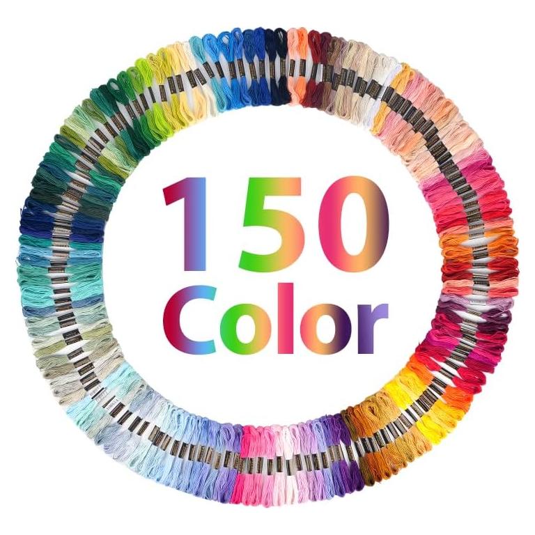 150 Madejas Hilo de Bordado Arcoíris SPOTJINNYUU 8m Algodón