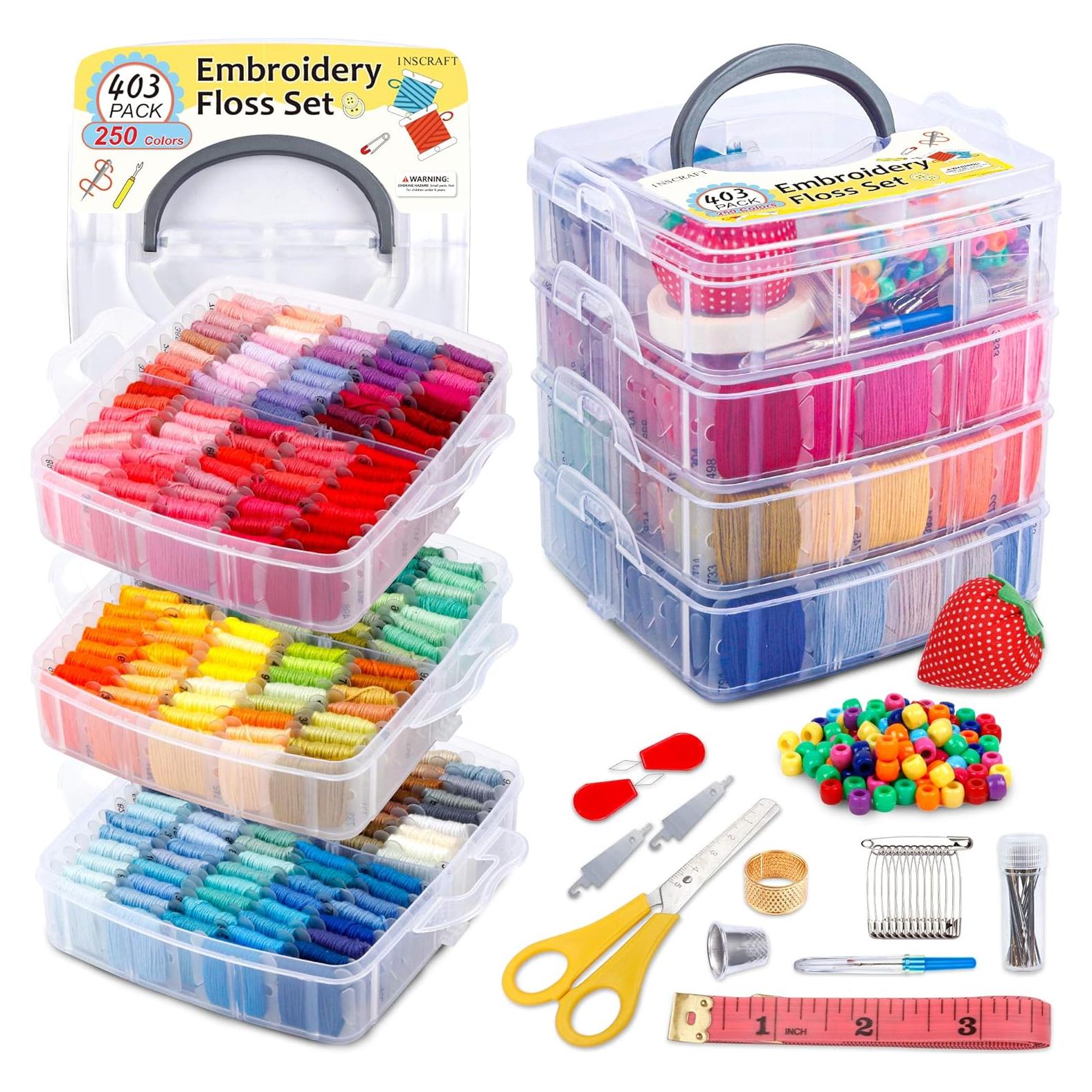 Set de Hilos de Bordado Inscraft 403 Piezas 250 Colores