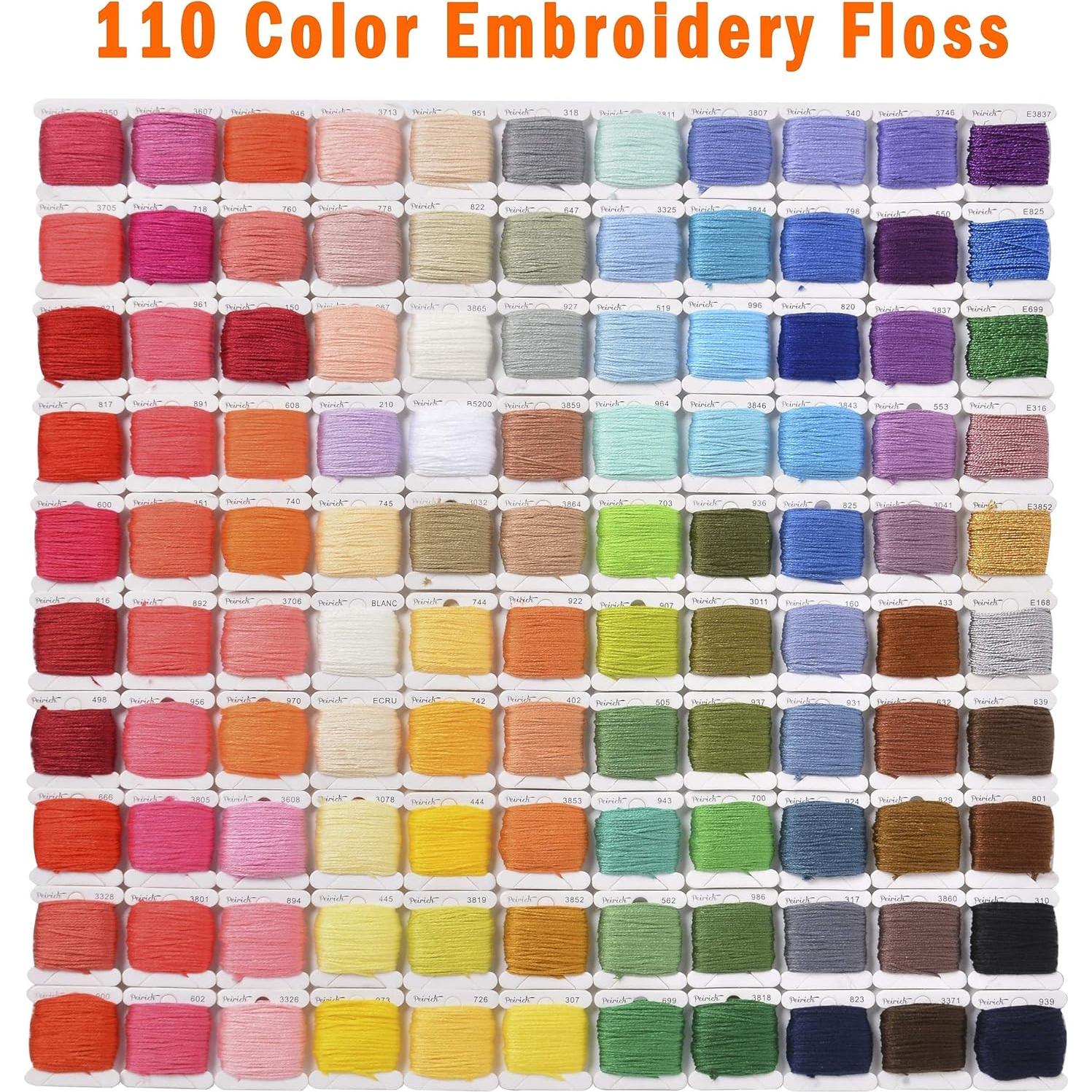 Kit de Bordado Peirich con 110 Hilos y Caja Organizadora