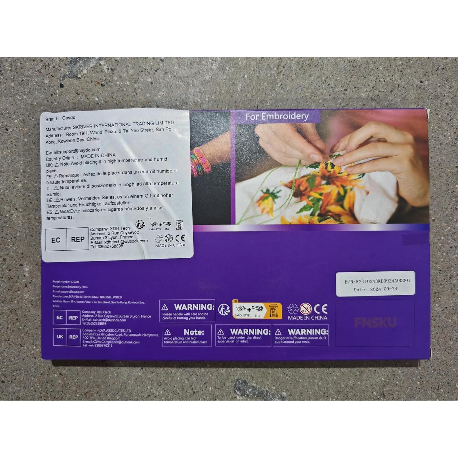 Caydo Kit de Hilo de Bordado 50 Madejas 12 Bobinas 22.23 cm