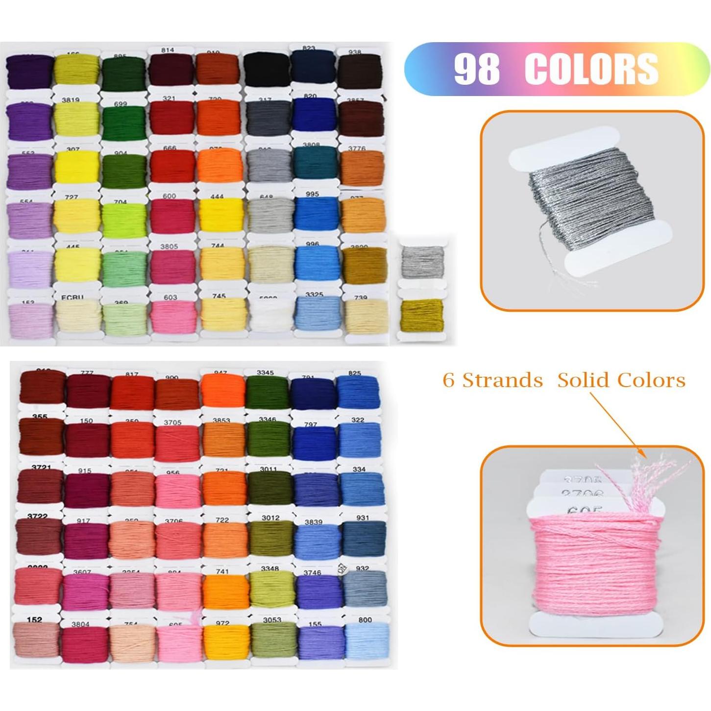 Kit de Hilo de Bordado 100% Algodón Renashed 96 Colores