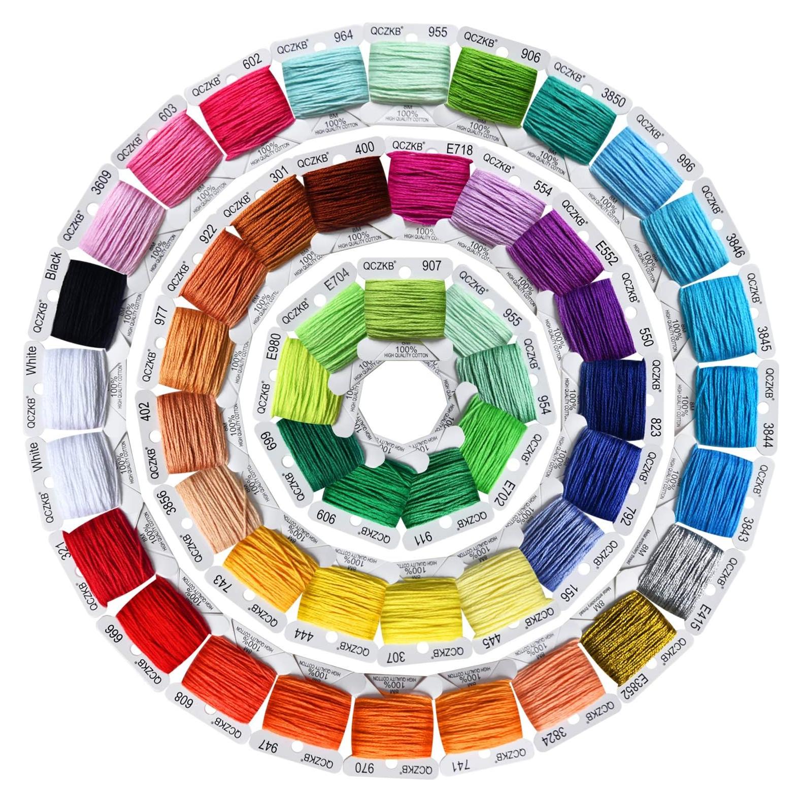 Hilo de Bordado Algodón Mercerizado QCZKB - 50 Bobinas 8m