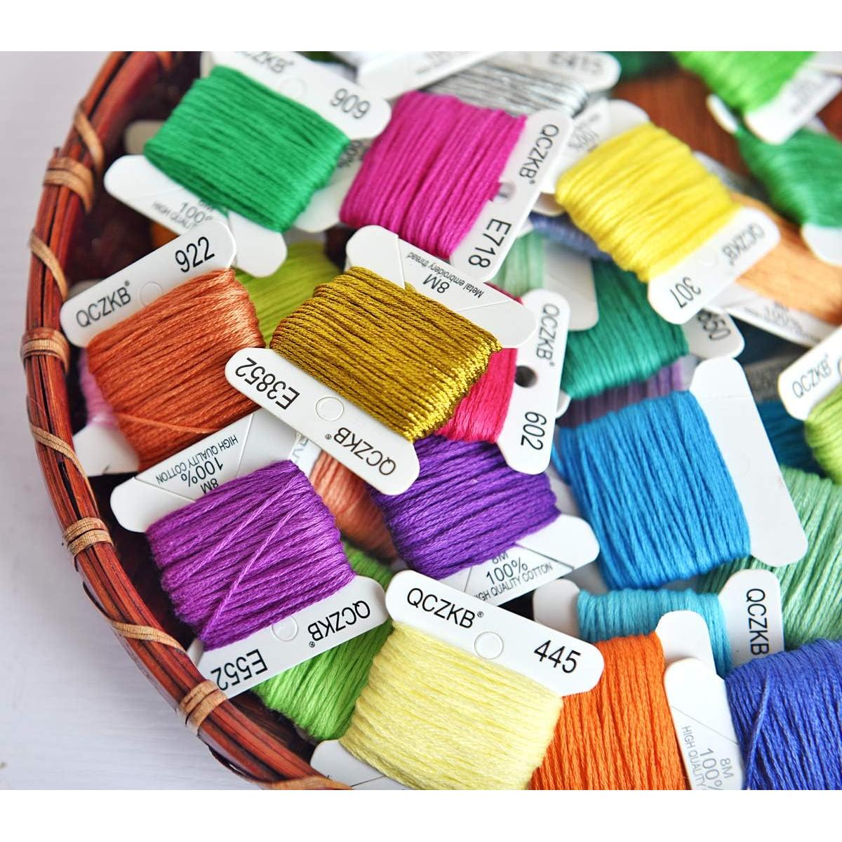 Hilo de Bordado Algodón Mercerizado QCZKB - 50 Bobinas 8m