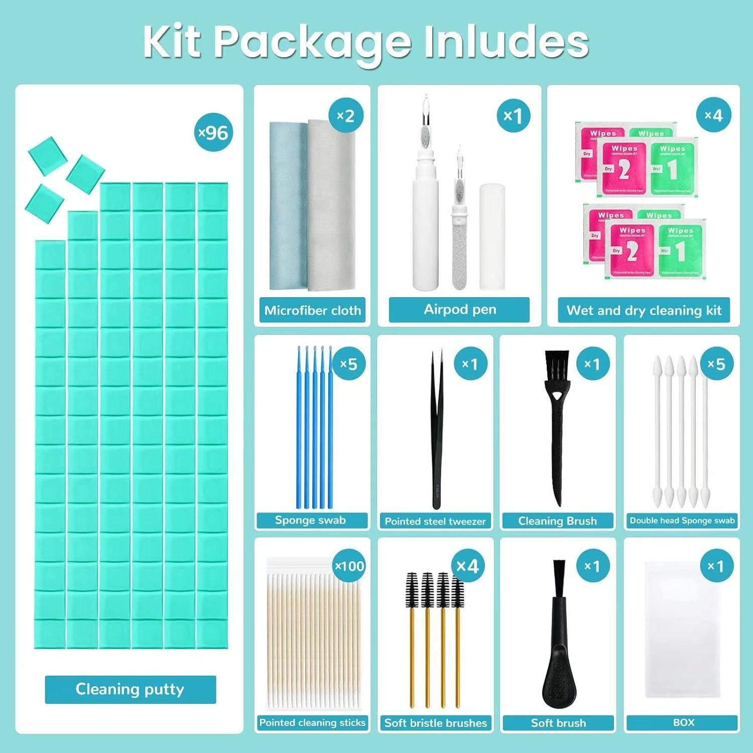 Kit de limpieza 221 piezas MUIIGOOD para AirPods y dispositivos