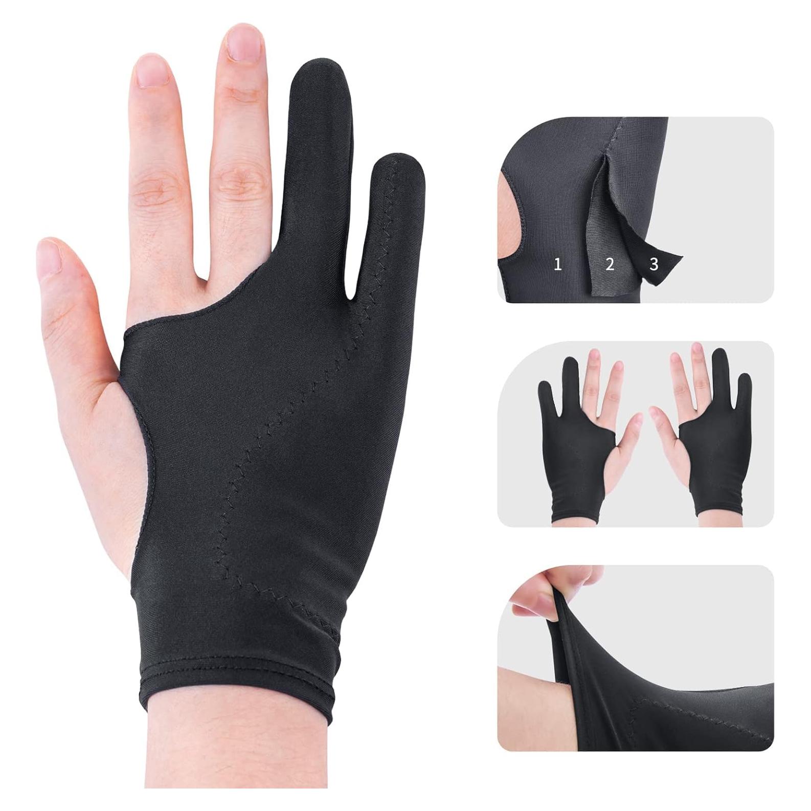 Guantes de Dibujo Artístico GUUGEI - 2 Paquetes Negros