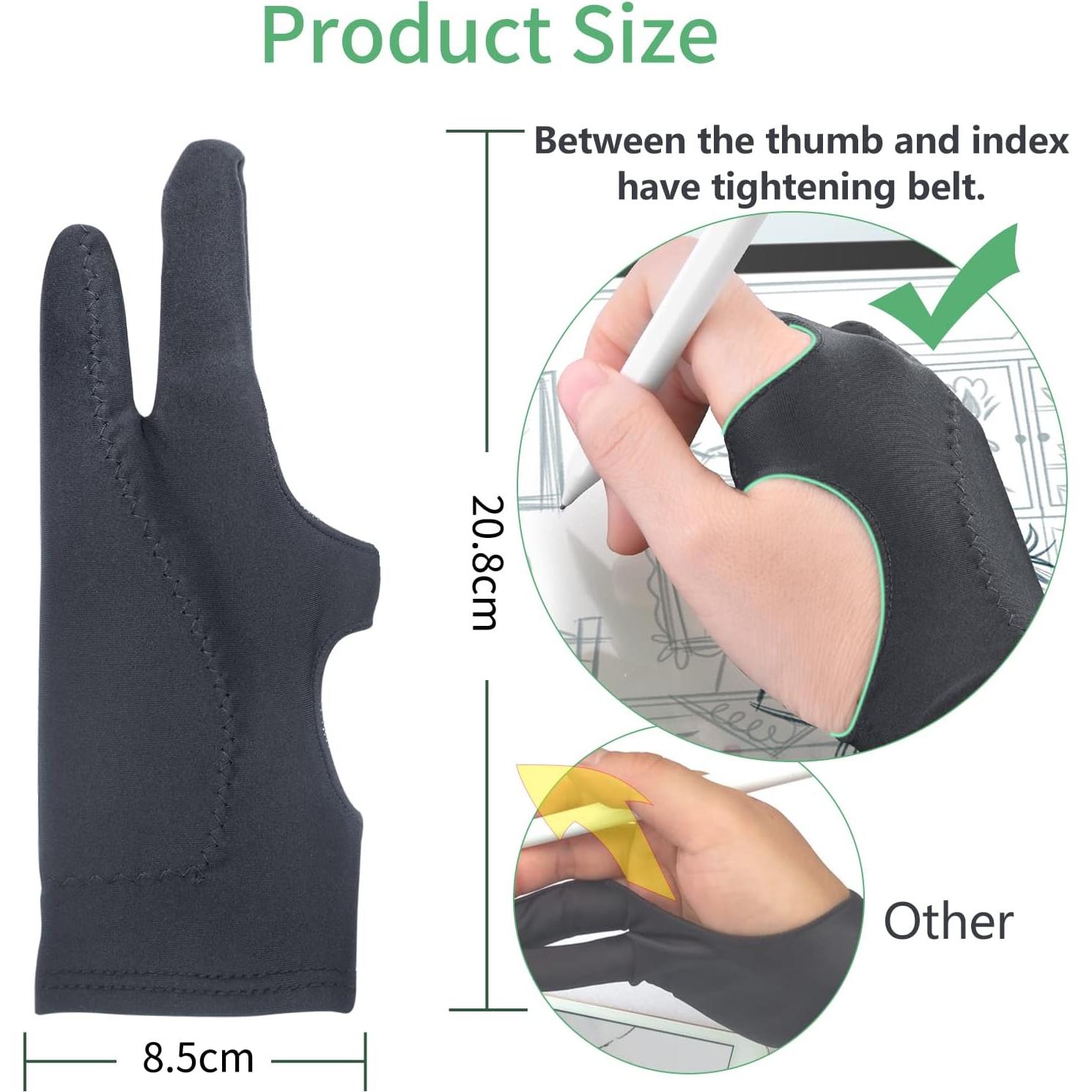 Guantes de Dibujo Artístico GUUGEI - 2 Paquetes Negros