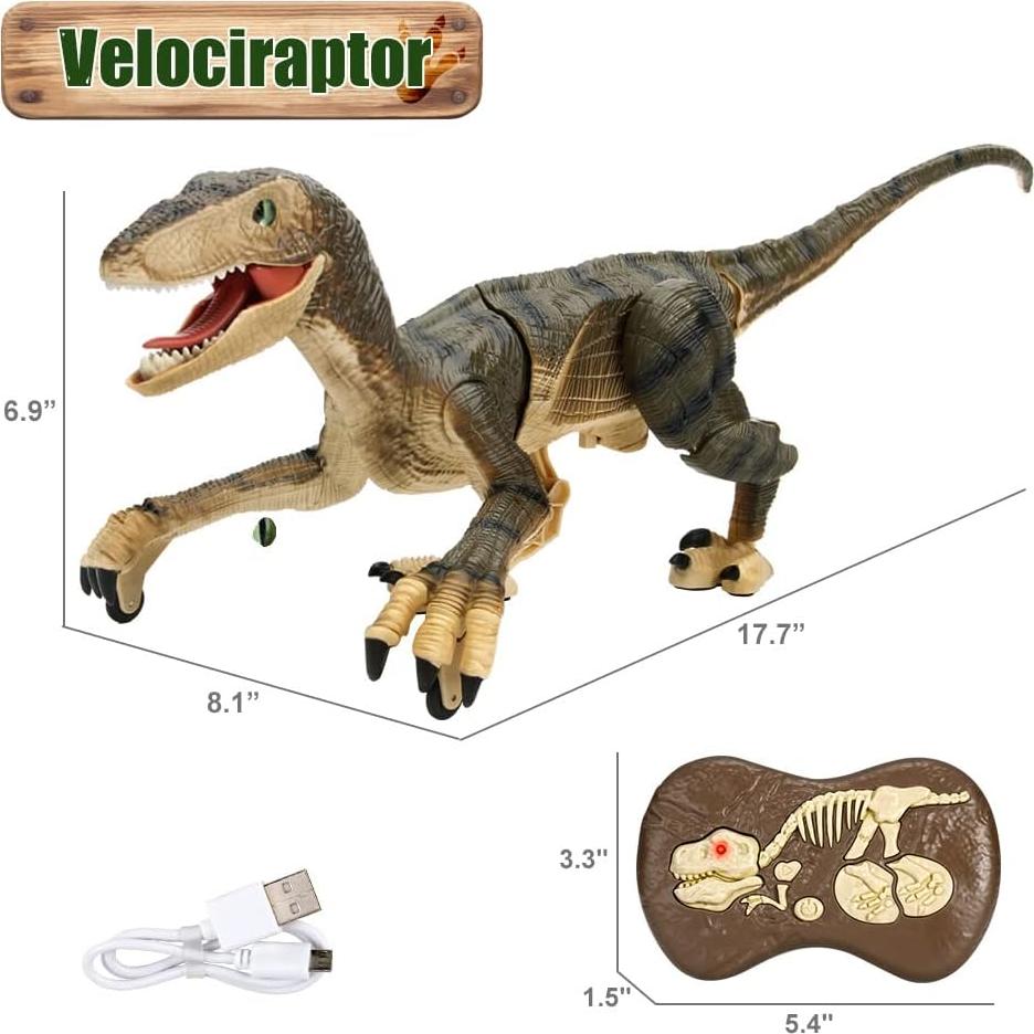 Dinosaurio RC Mini Tudou Velociraptor con Luz y Sonido
