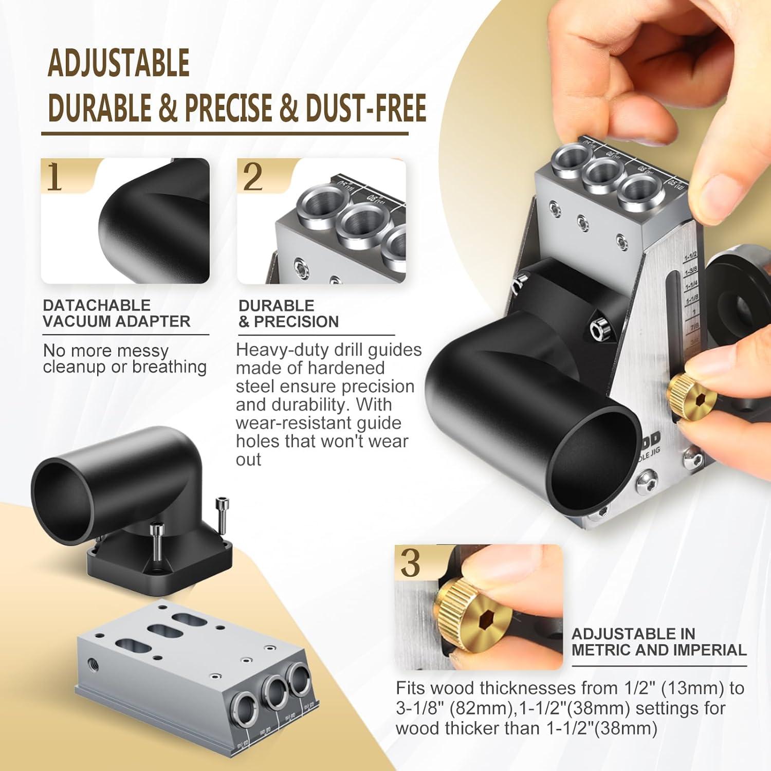 Plantilla de Agujeros de Pocket HOWOD con Brocas de Titanio 3-Pack