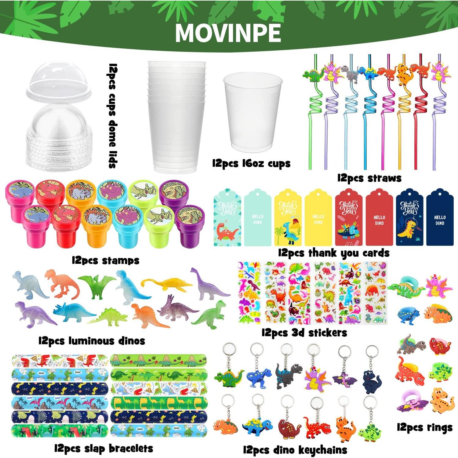 Favoritos de Fiesta de Dinosaurios MOVINPE - 12 Vasos Reutilizables