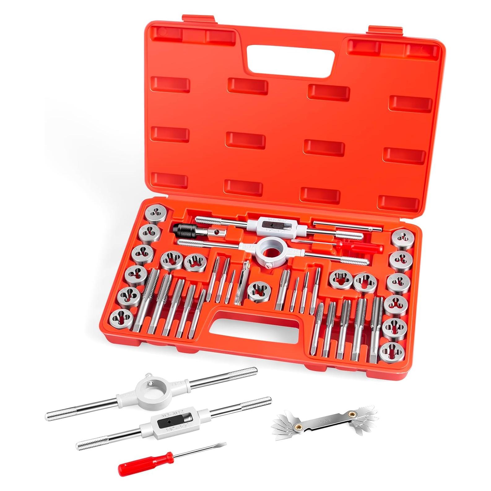 EFFICERE Kit de 40 Piezas de Herramientas de Rosca SAE Unificado