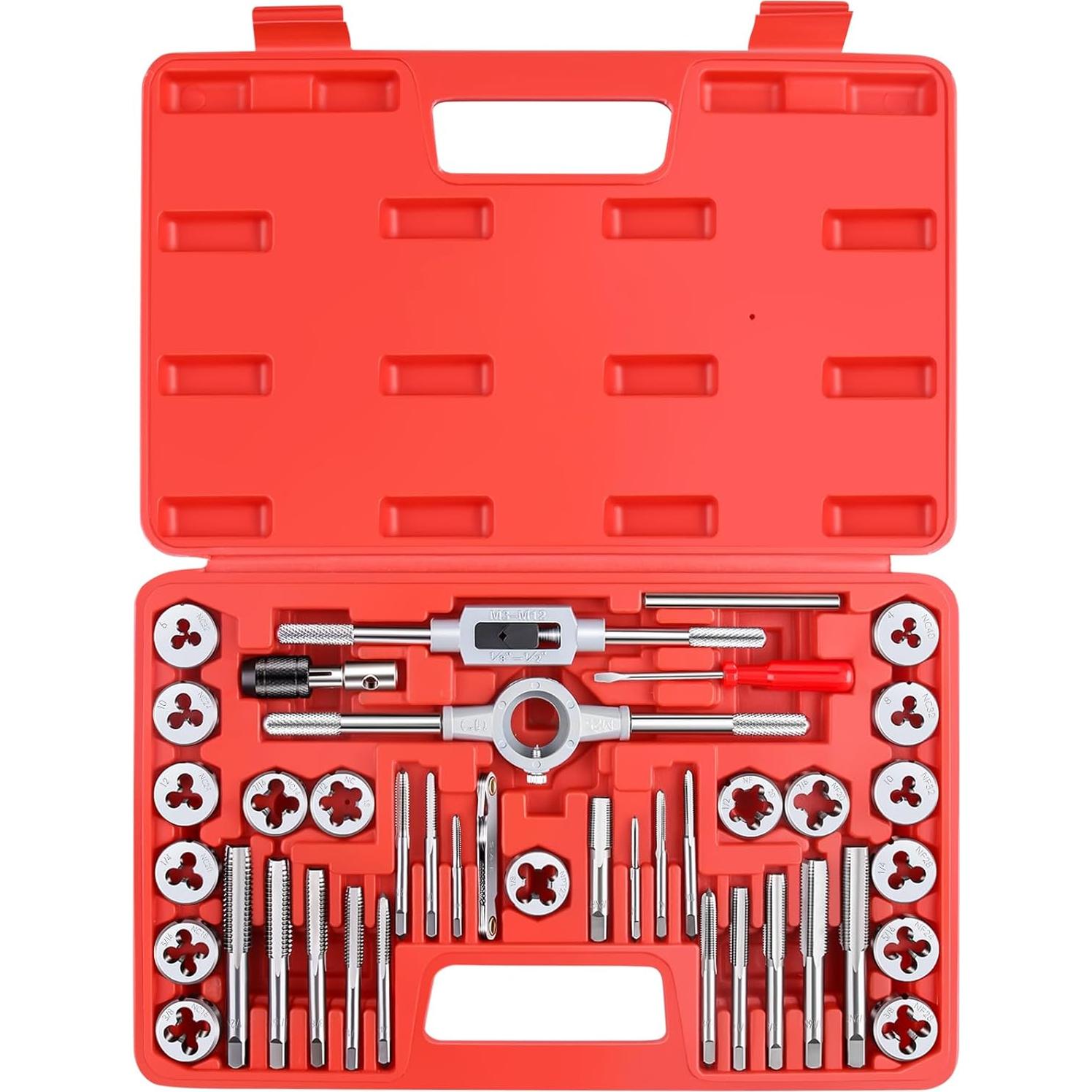 EFFICERE Kit de 40 Piezas de Herramientas de Rosca SAE Unificado