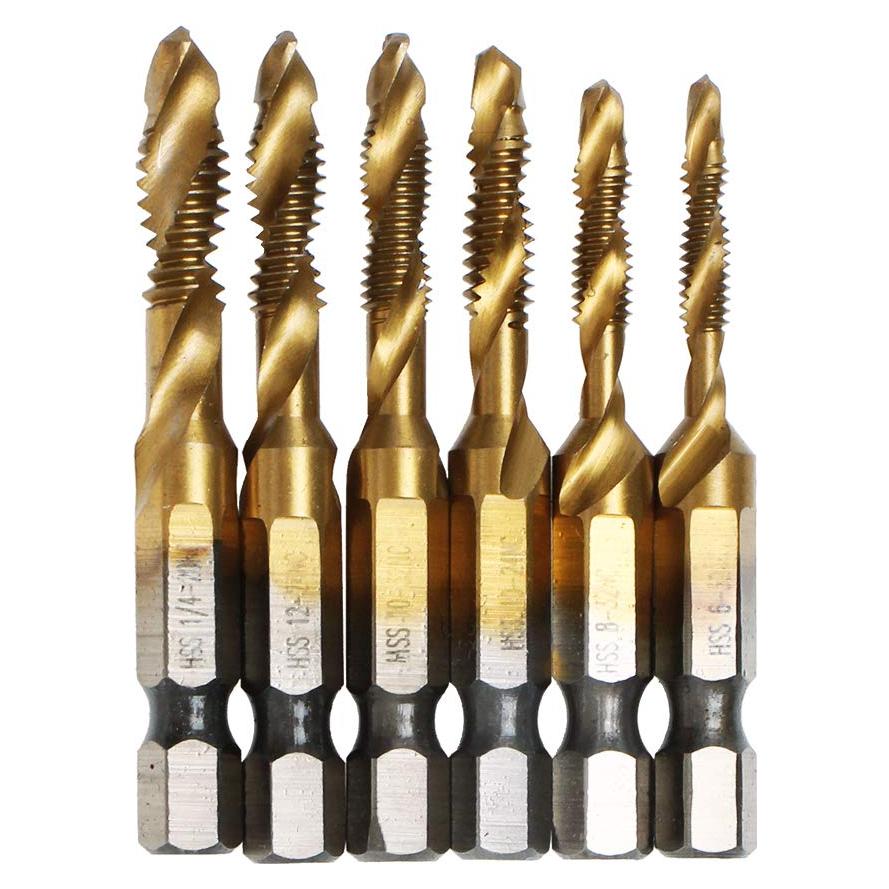 Juego de Brocas y Machos de Titanio AUTOTOOLHOME 6 Piezas