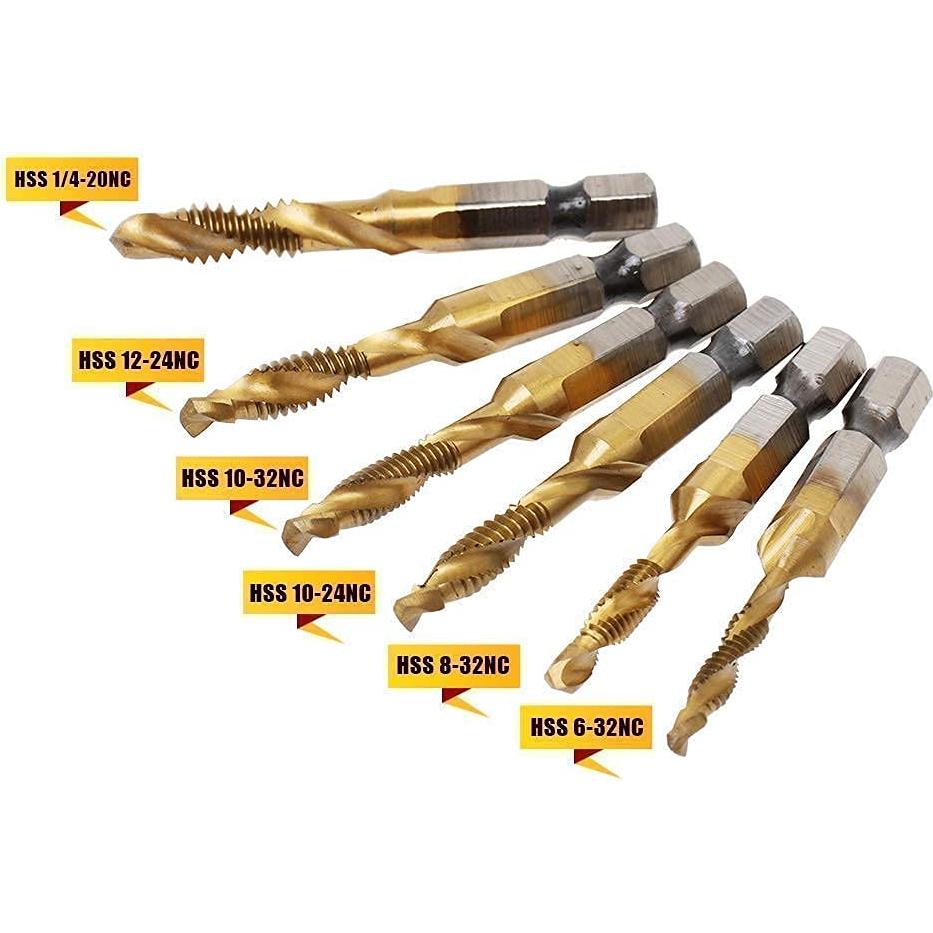 Juego de Brocas y Machos de Titanio AUTOTOOLHOME 6 Piezas