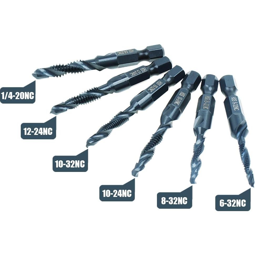 Juego de 6 Brocas de Combinación AUTOTOOLHOME con Nitruro Negro