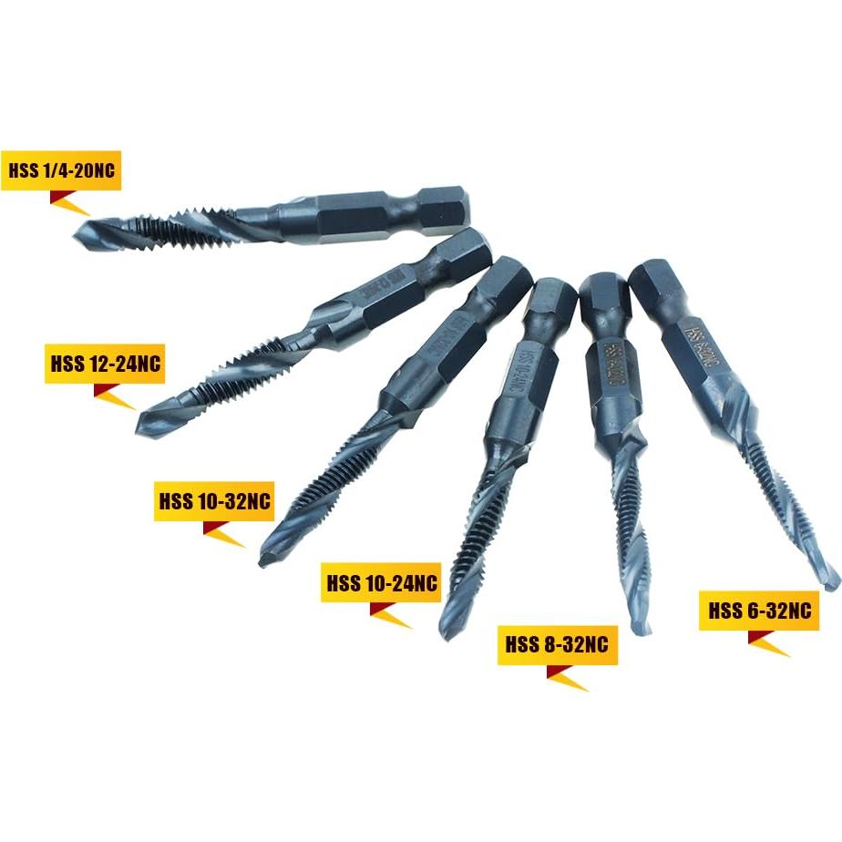 Juego de 6 Brocas de Combinación AUTOTOOLHOME con Nitruro Negro