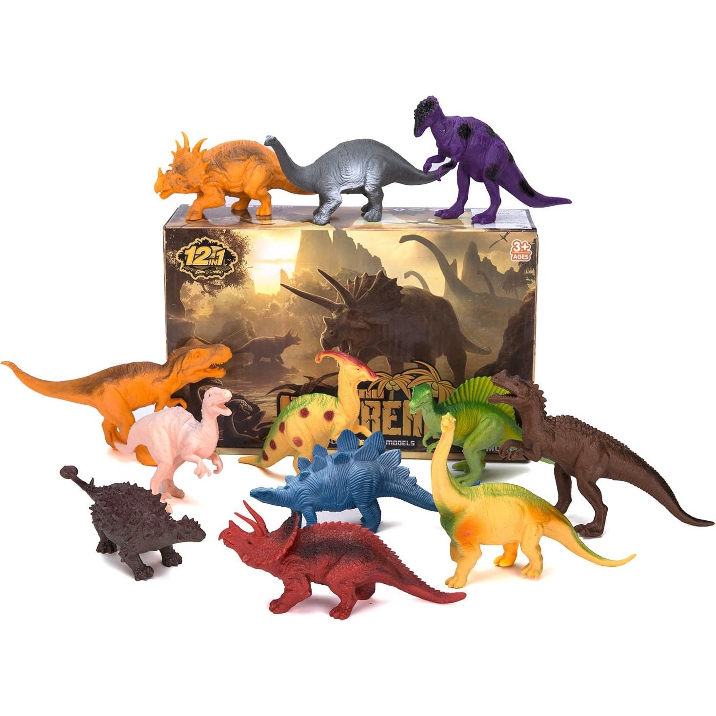 Figuras de Dinosaurios Kimicare Jumbo 12 Piezas 17.78 cm