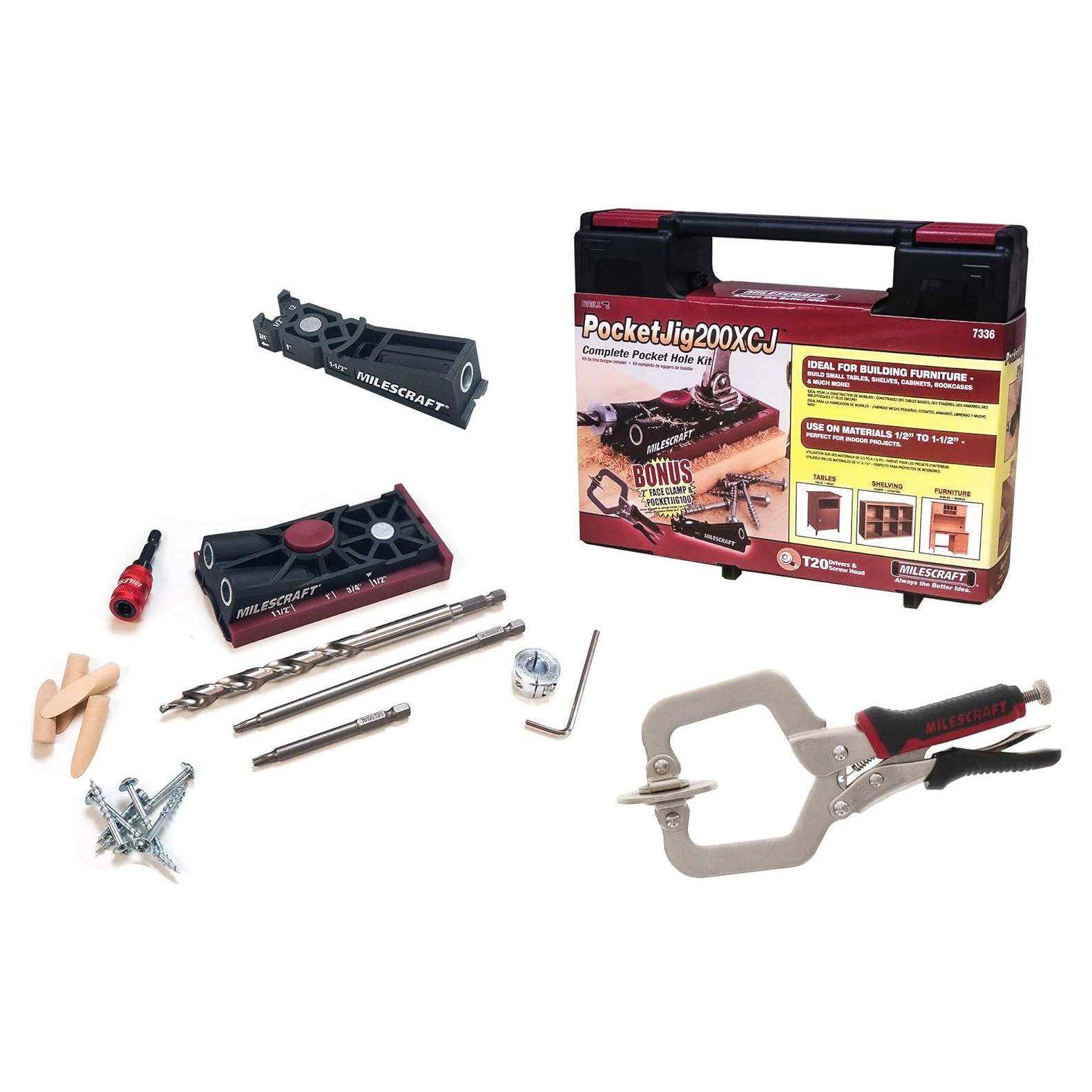 Kit de Carpintería Milescraft Pocket Jig 200XCJ - Plantillas de Agujeros