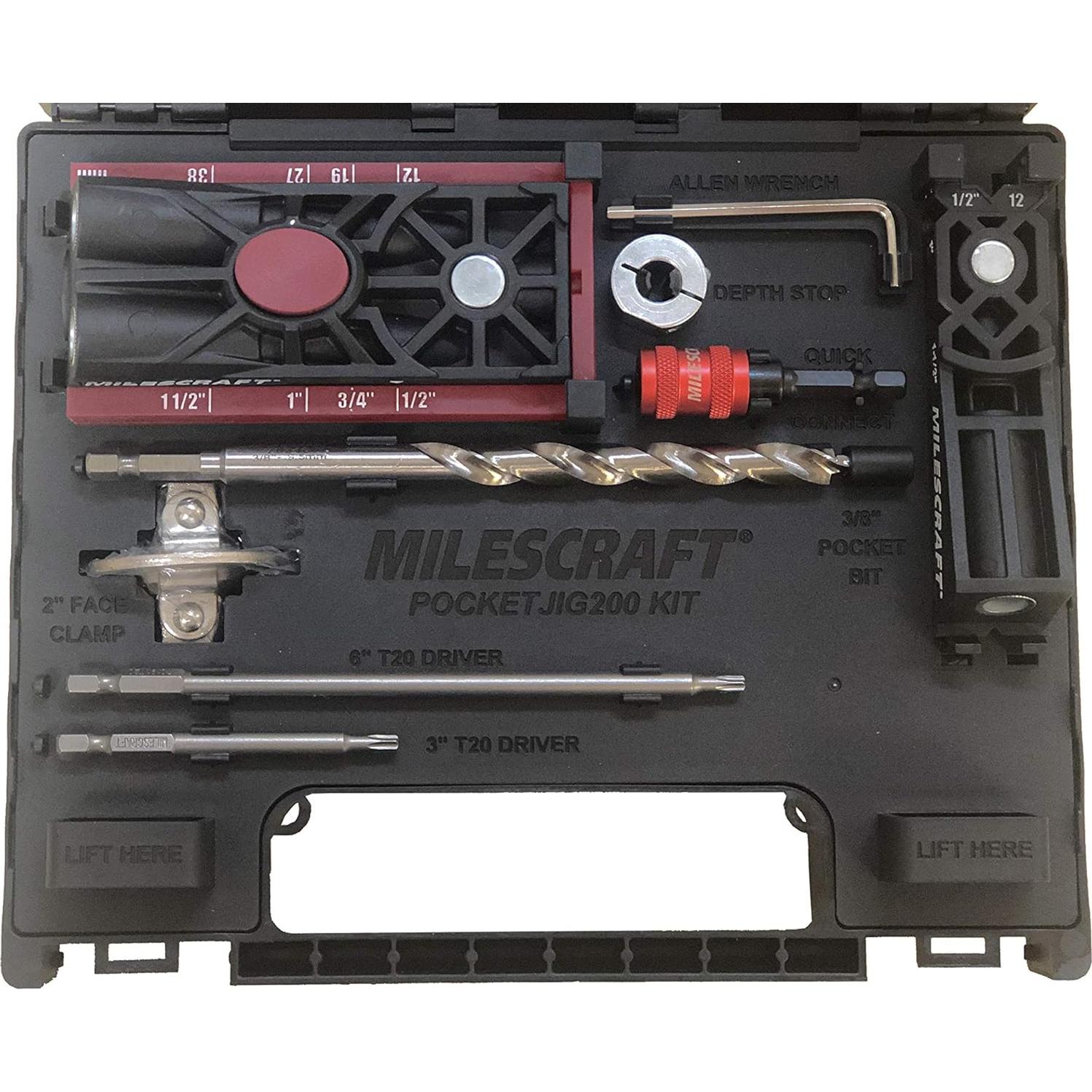 Kit de Carpintería Milescraft Pocket Jig 200XCJ - Plantillas de Agujeros