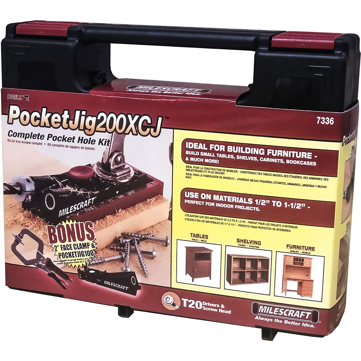 Kit de Carpintería Milescraft Pocket Jig 200XCJ - Plantillas de Agujeros