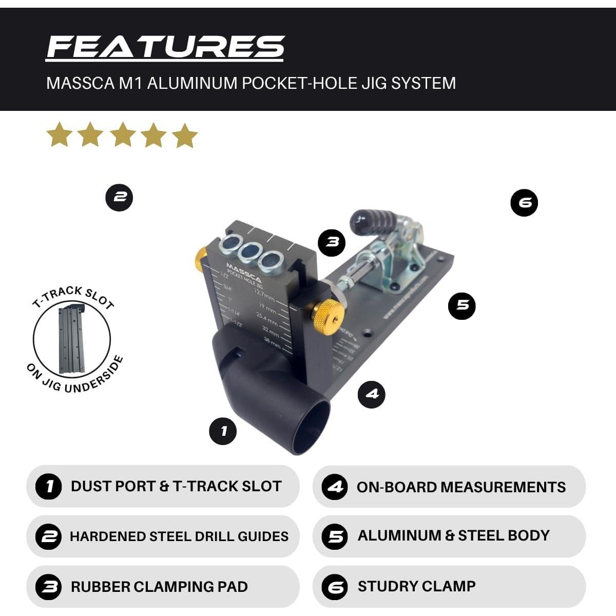 Plantilla de Agujeros en Ángulo Massca M1 - Aluminio Ajustable
