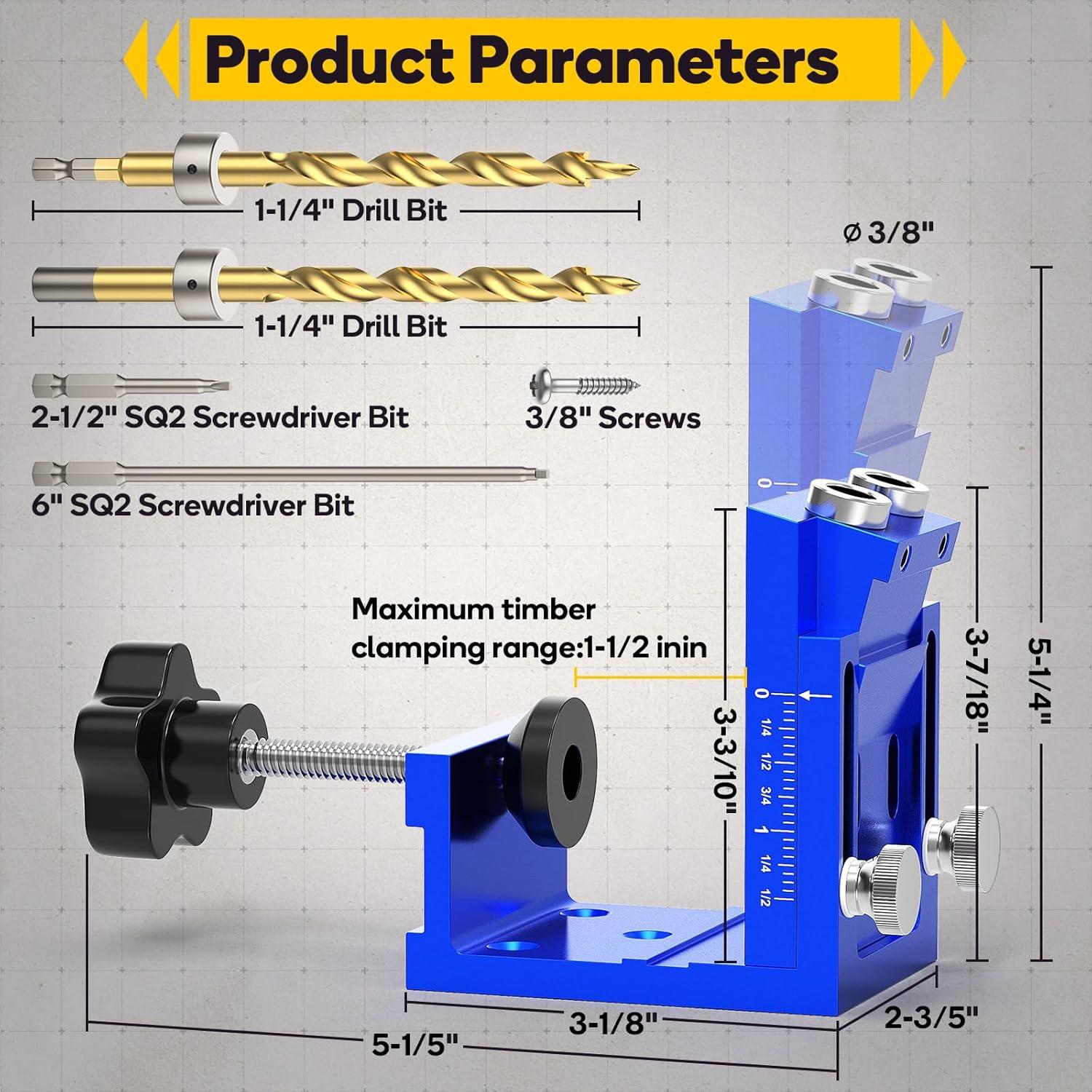 Kit de Plantilla de Agujeros de Pocket BLEKOO 15° 0.47-1.77"