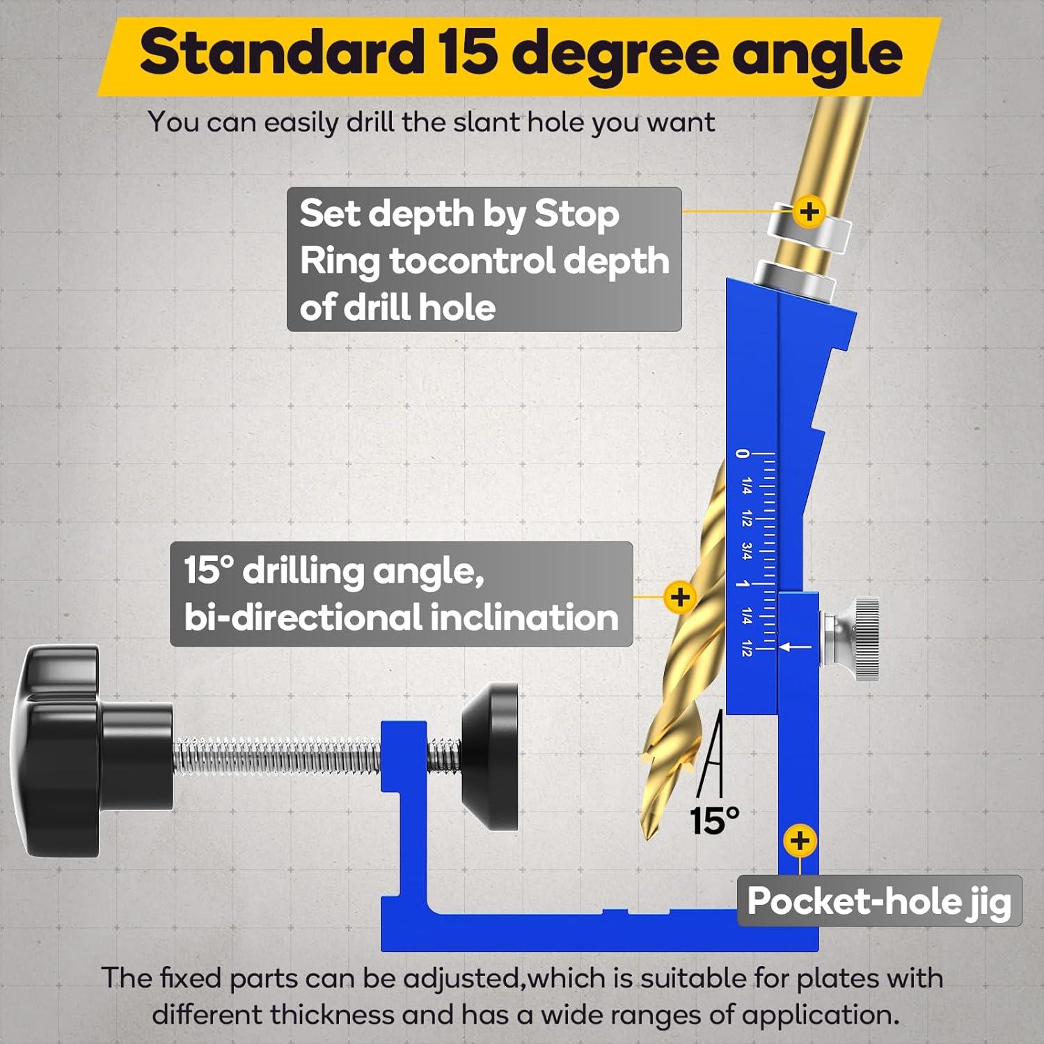 Kit de Plantilla de Agujeros de Pocket BLEKOO 15° 0.47-1.77"