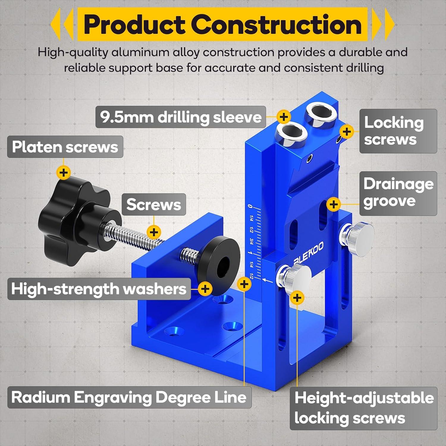 Kit de Plantilla de Agujeros de Pocket BLEKOO 15° 0.47-1.77"