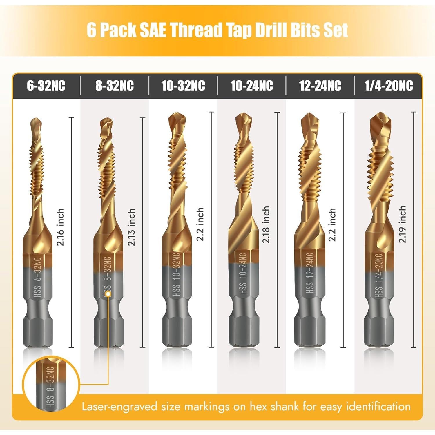 Juego de Brocas y Machos de Rosca Junreox 6 Piezas HSS