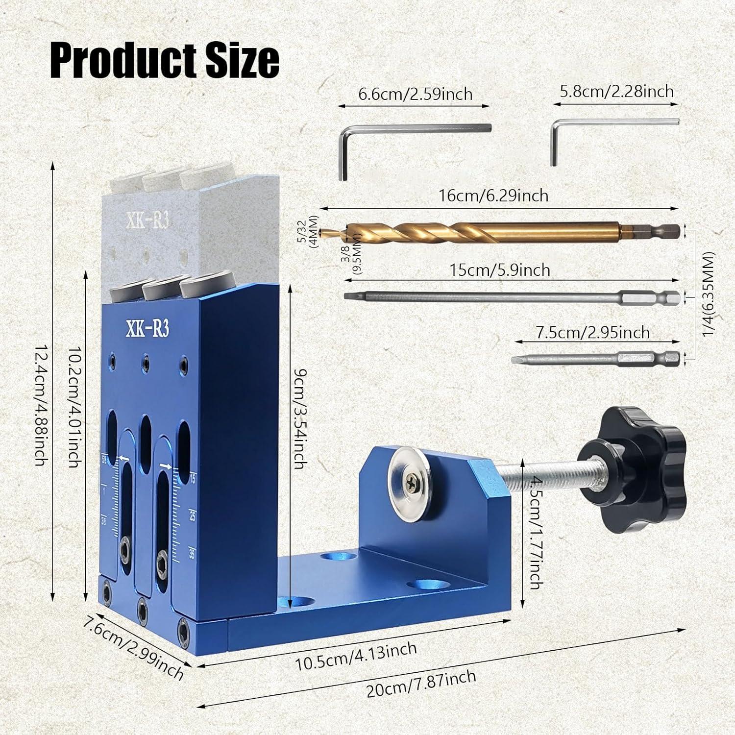 Kit Plantilla Agujeros Pocket Ajustable YGFRSTO 3 Guías 1.11kg